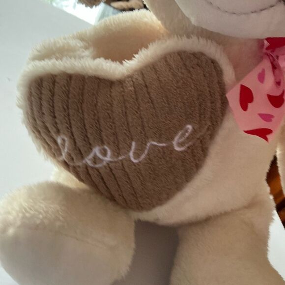 Kellytoy Dog Plush Toy 12" Beige Stuffed Animal w/ Love Brown Heart. - Picture 7 of 10